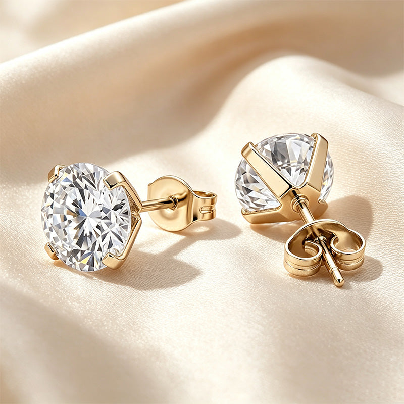 Moissanite Solitaire Stud Earrings