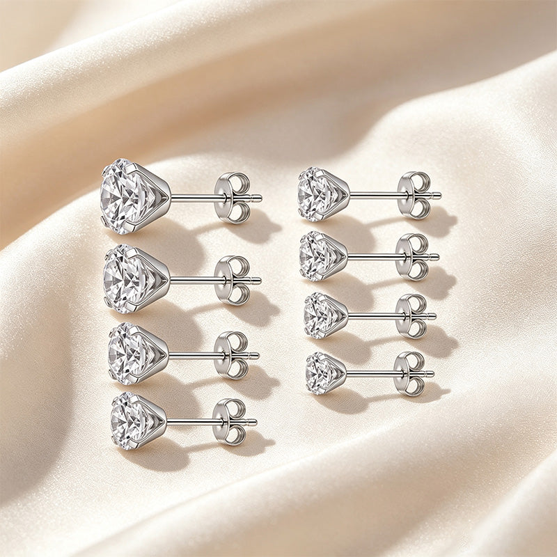 Moissanite Solitaire Stud Earrings