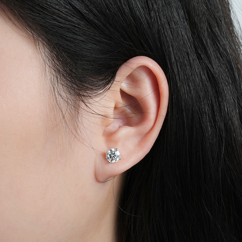 Moissanite Solitaire Stud Earrings