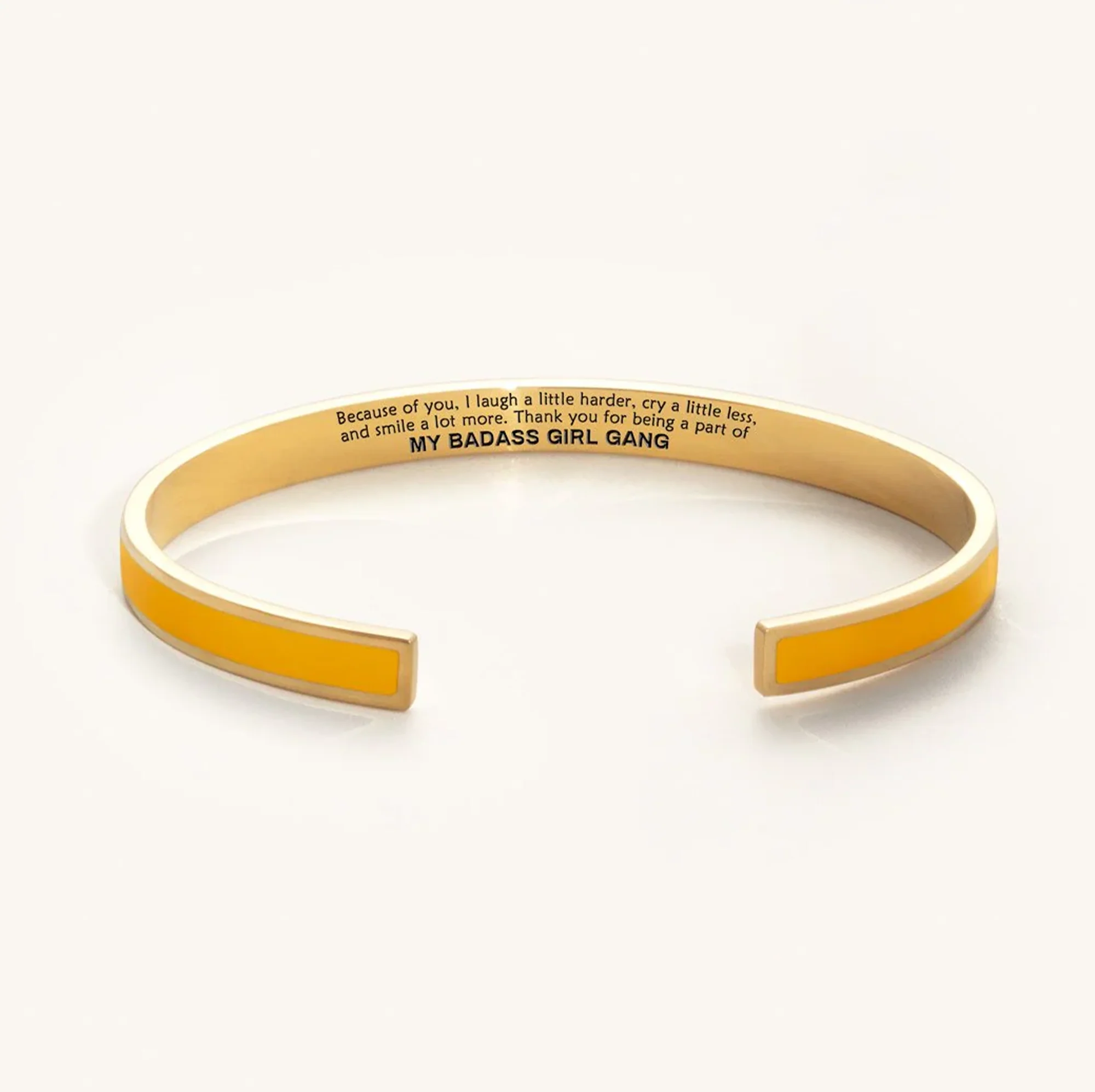 Engraved Friendship Cuff Bracelet with Color Enamel Gold Tone