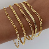 Paperclip and Herringbone Bracelet Stack