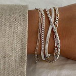 Paperclip and Herringbone Bracelet Stack