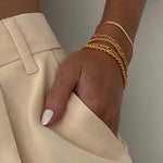 Paperclip and Herringbone Bracelet Stack