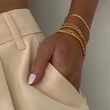 Paperclip and Herringbone Bracelet Stack