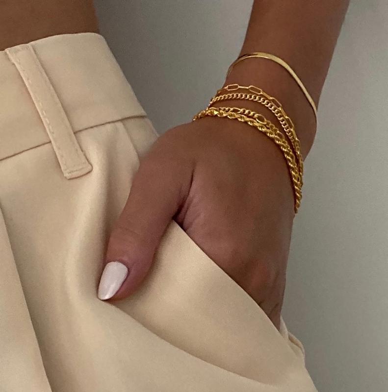Paperclip and Herringbone Bracelet Stack