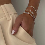 Paperclip and Herringbone Bracelet Stack