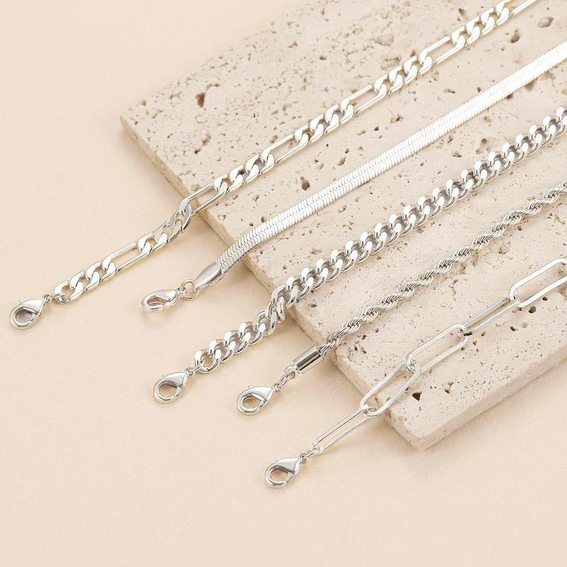 Paperclip and Herringbone Bracelet Stack