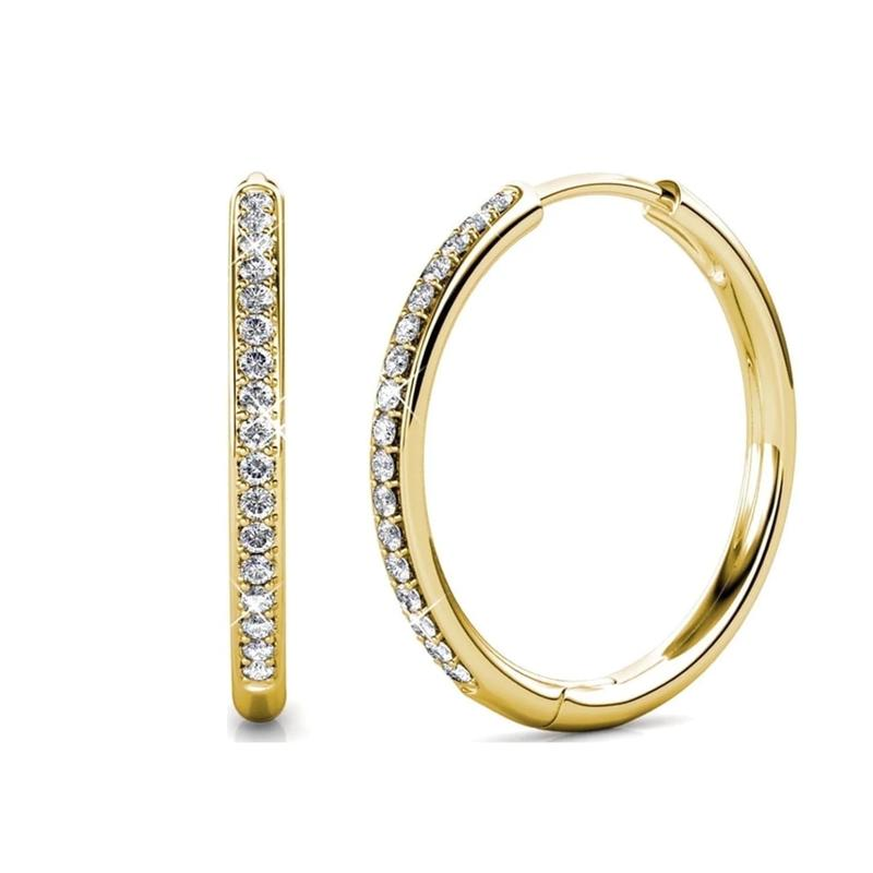 Pave Crystal Gold Hoop Earrings