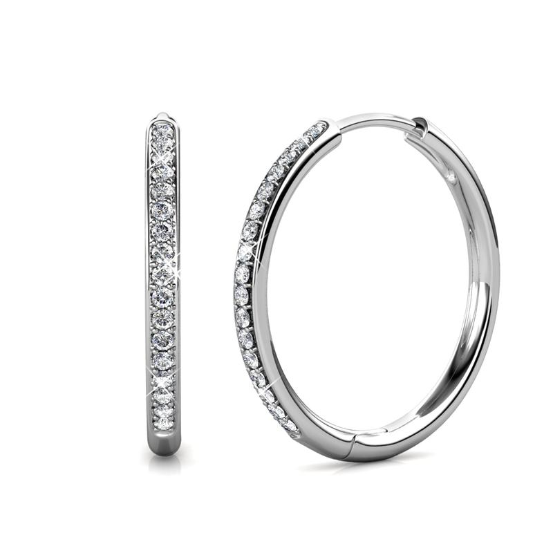 Pave Crystal Gold Hoop Earrings