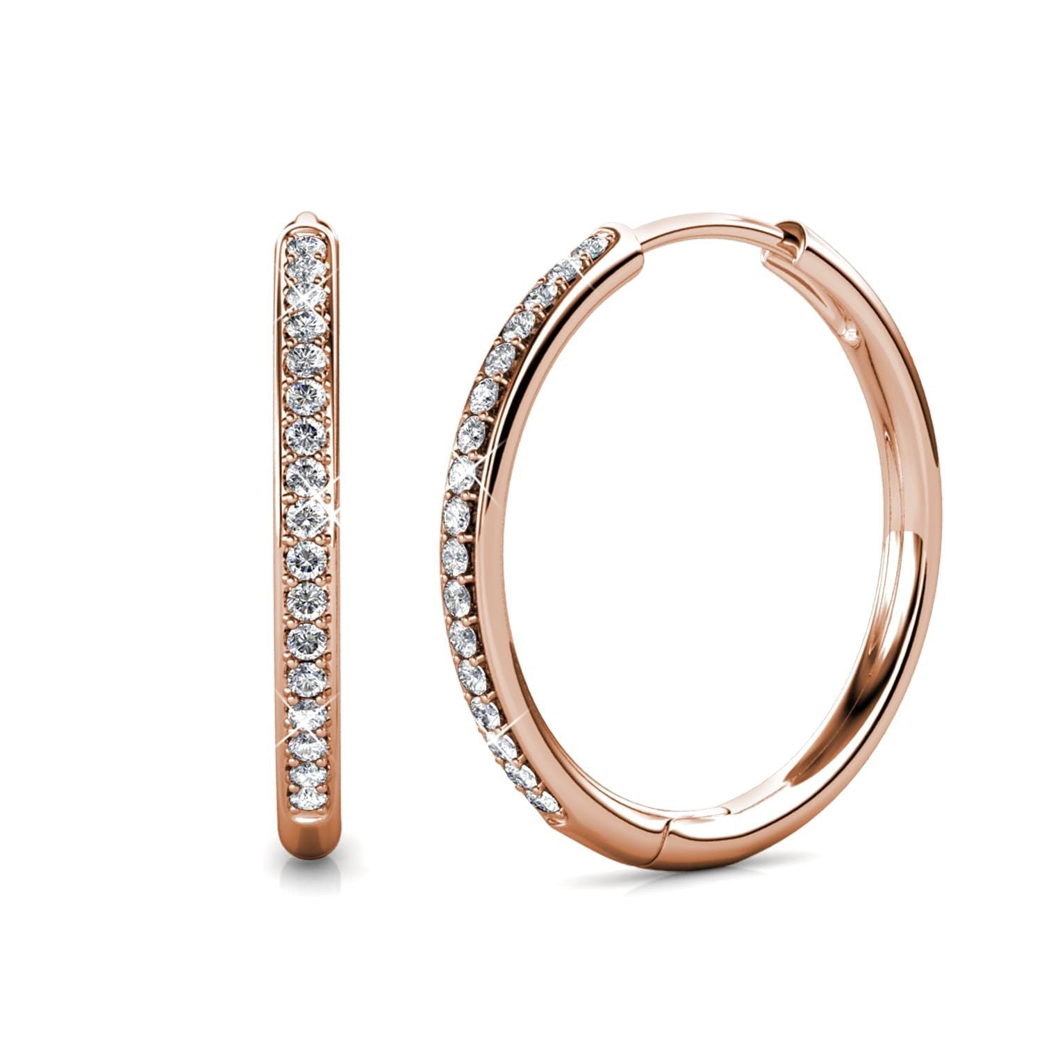 Pave Crystal Gold Hoop Earrings