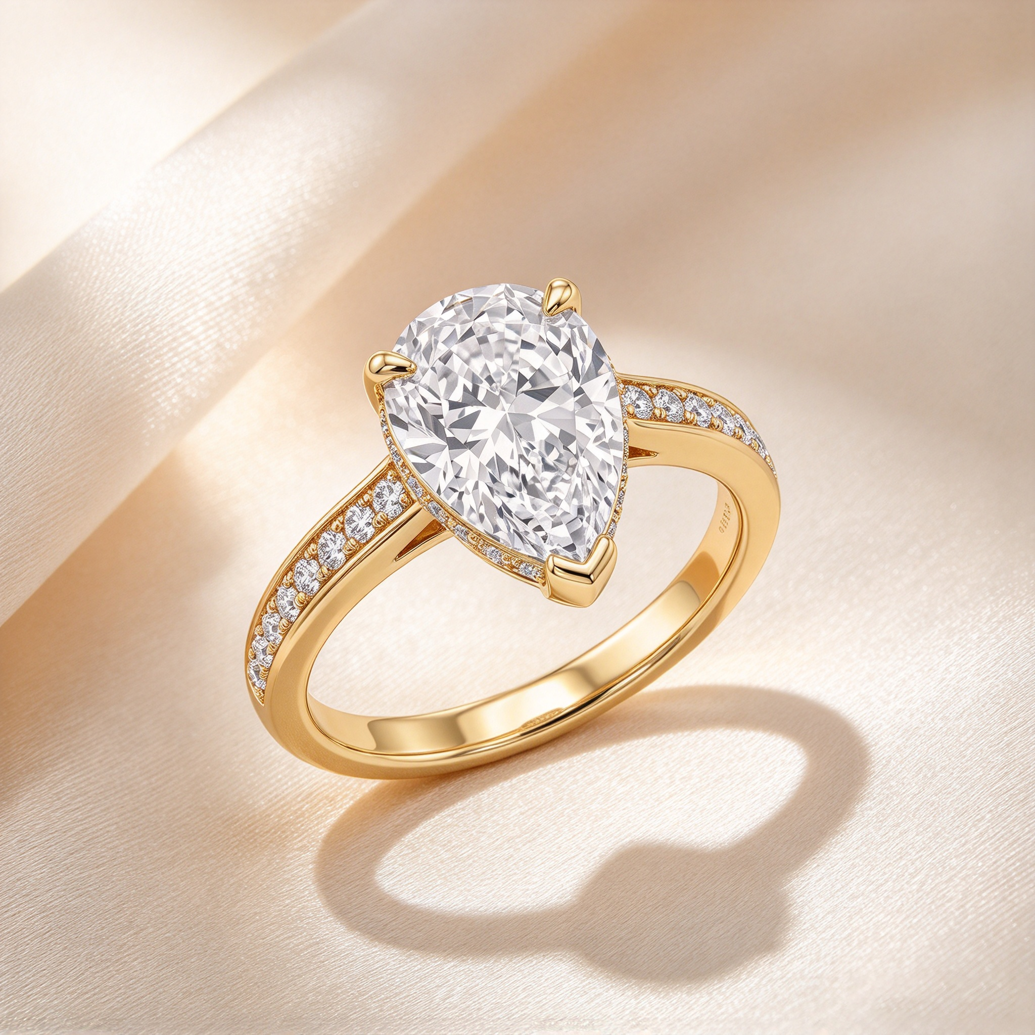 Pear Cut Engagement Ring with Pave Band