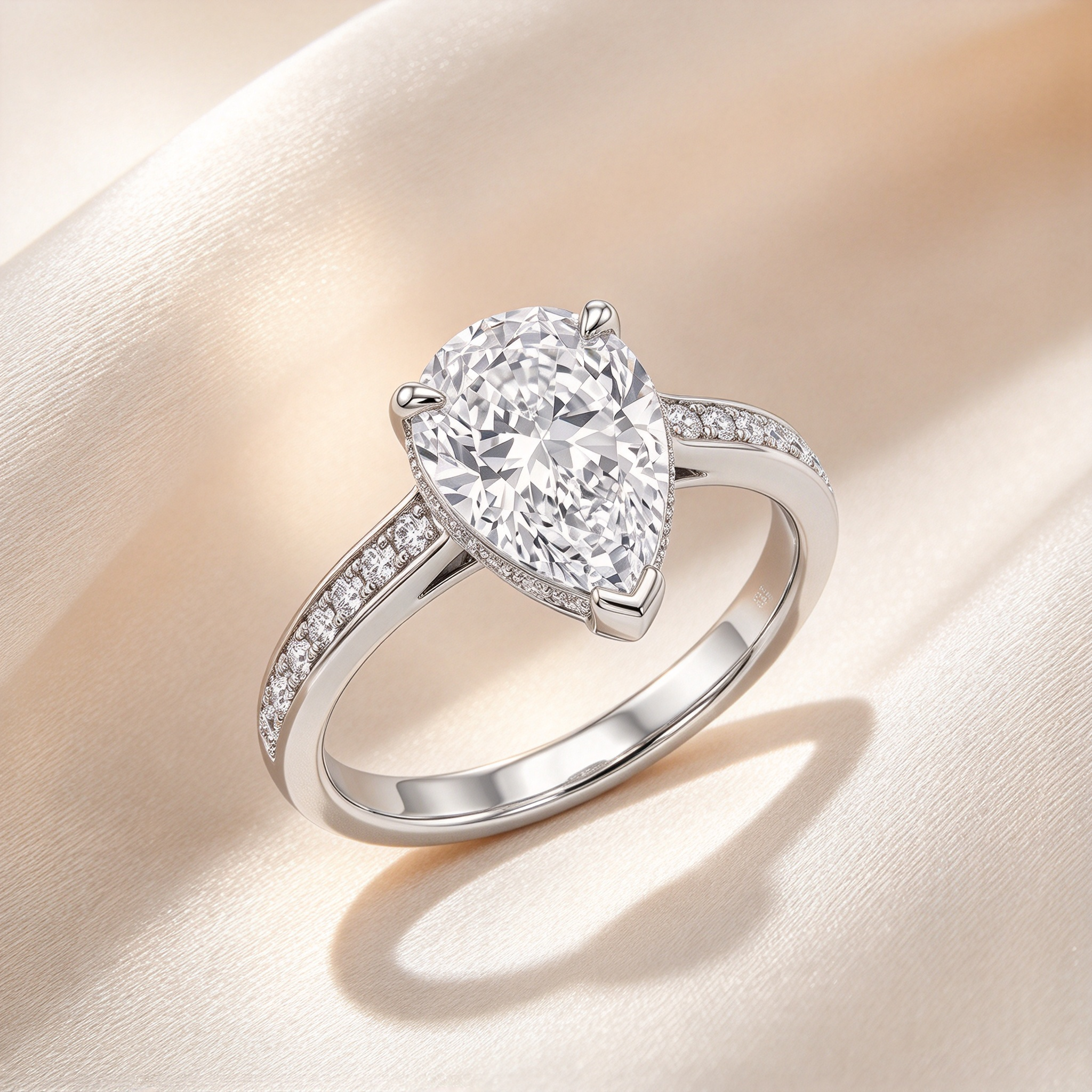 Pear Cut Engagement Ring with Pave Band