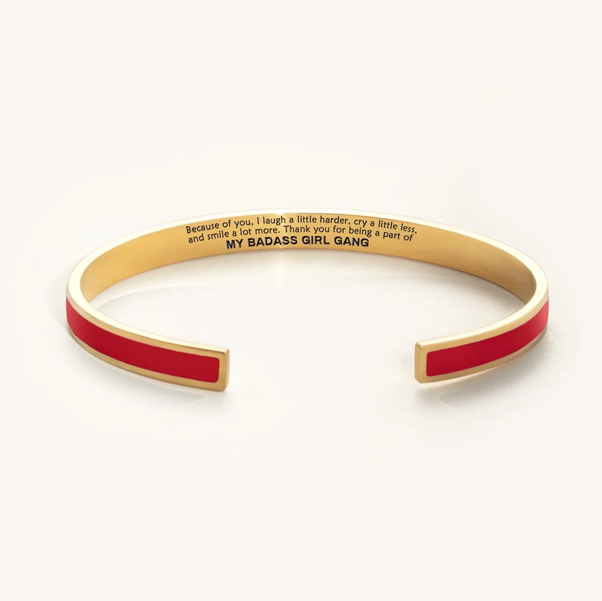 Engraved Friendship Cuff Bracelet with Color Enamel Gold Tone