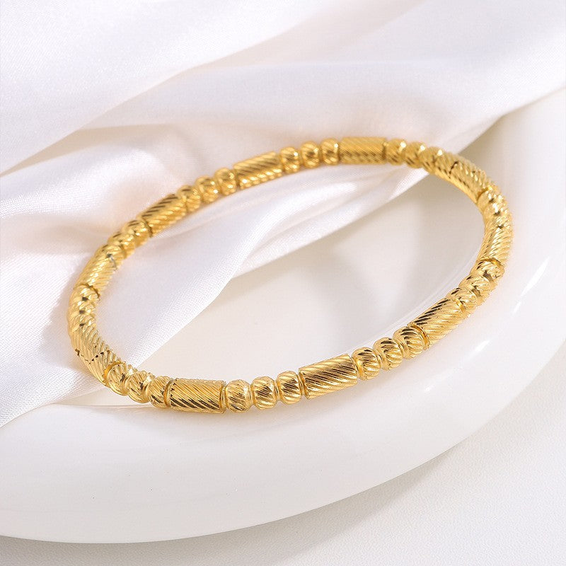 Rope Texture Gold Bangle Bracelet