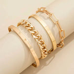 Gold bracelet stack worn