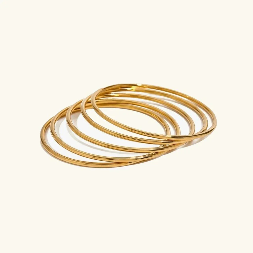 Thin Gold Bangle Bracelet Stack Set