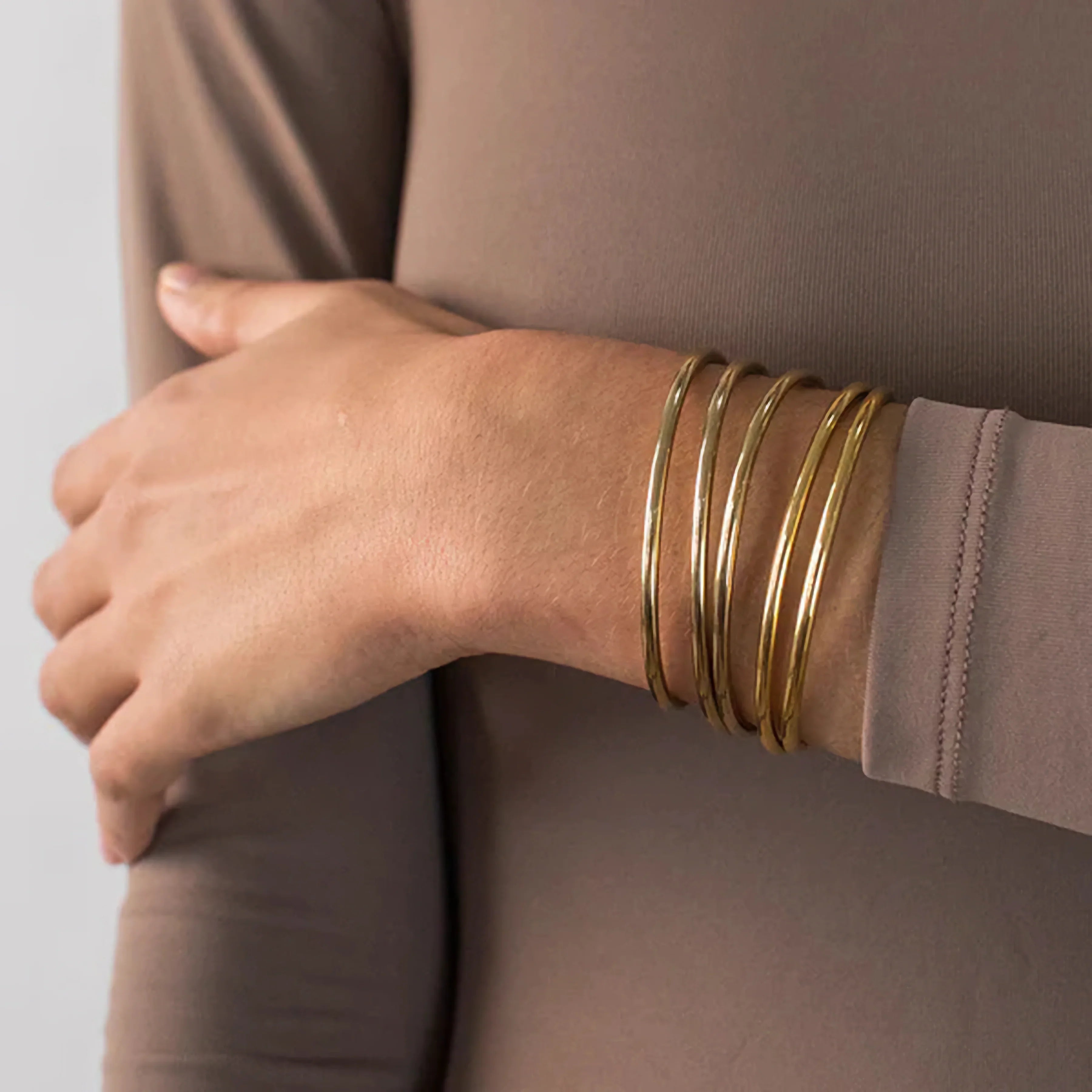 Thin Gold Bangle Bracelet Stack Set