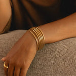 Thin Gold Bangle Bracelet Stack Set