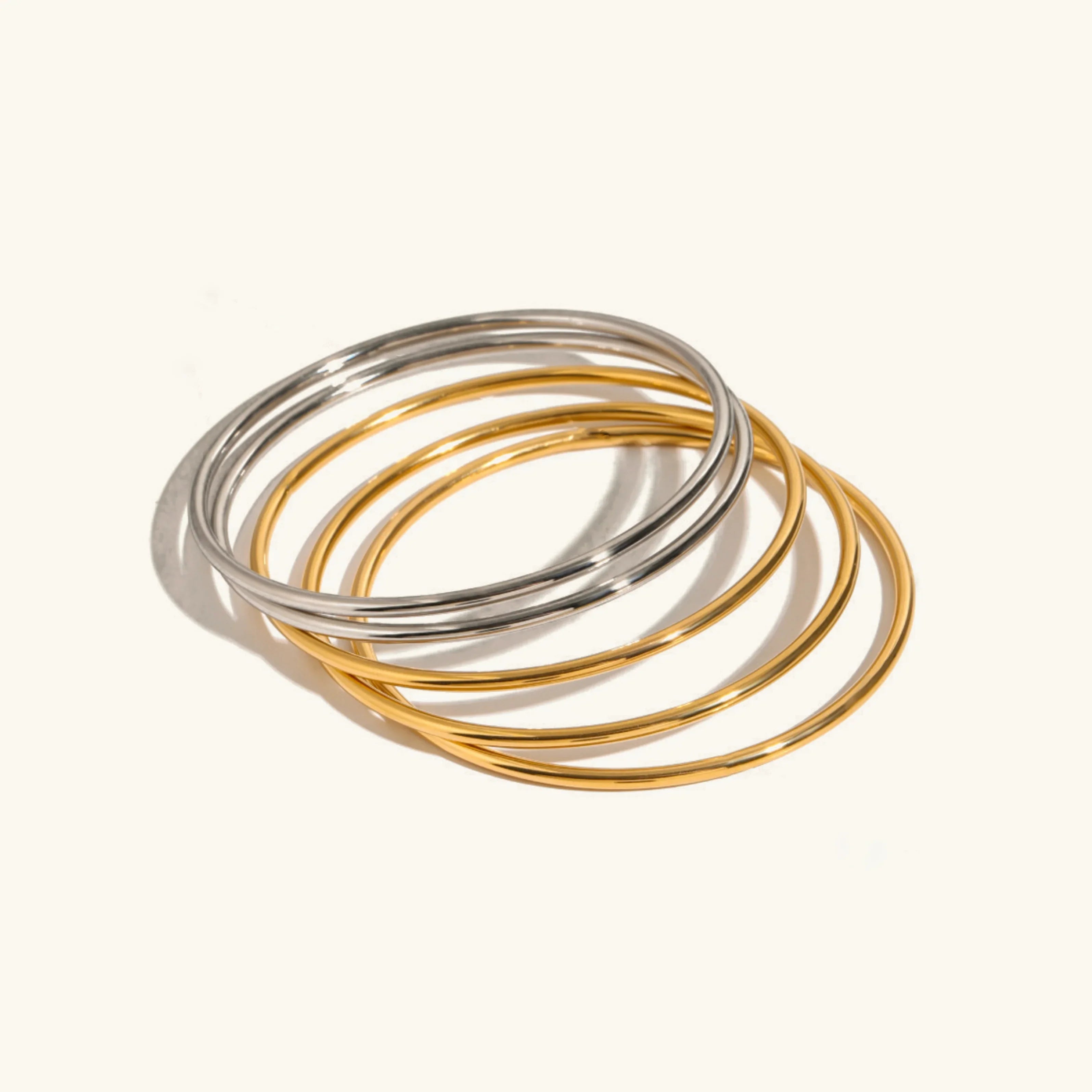 Thin Gold Bangle Bracelet Stack Set