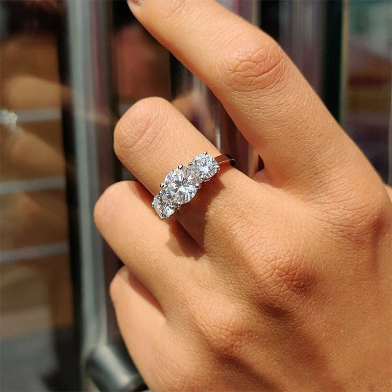 Three Stone Moissanite Engagement Ring