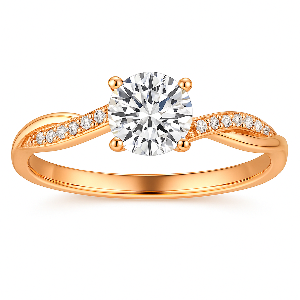 Twisted Pave Solitaire Promise Ring